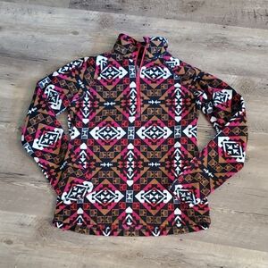 Eddie Bauer Multicolor Geometric Zip Pullover, Size XS